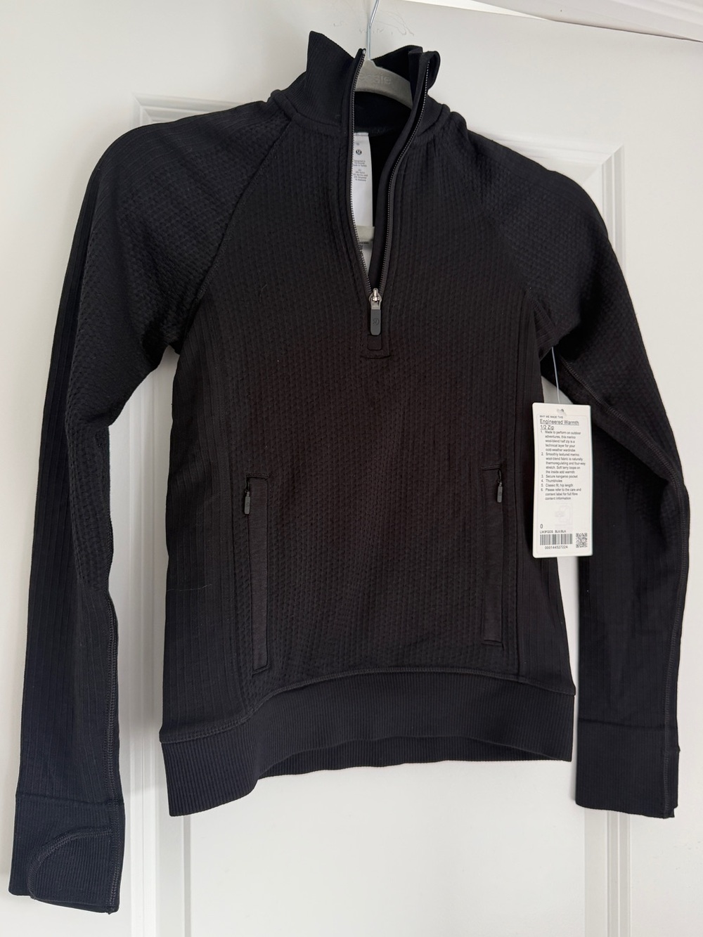 Lululemon Black Half-Zip Waffle Pullover - Engineered Warmth Size 0